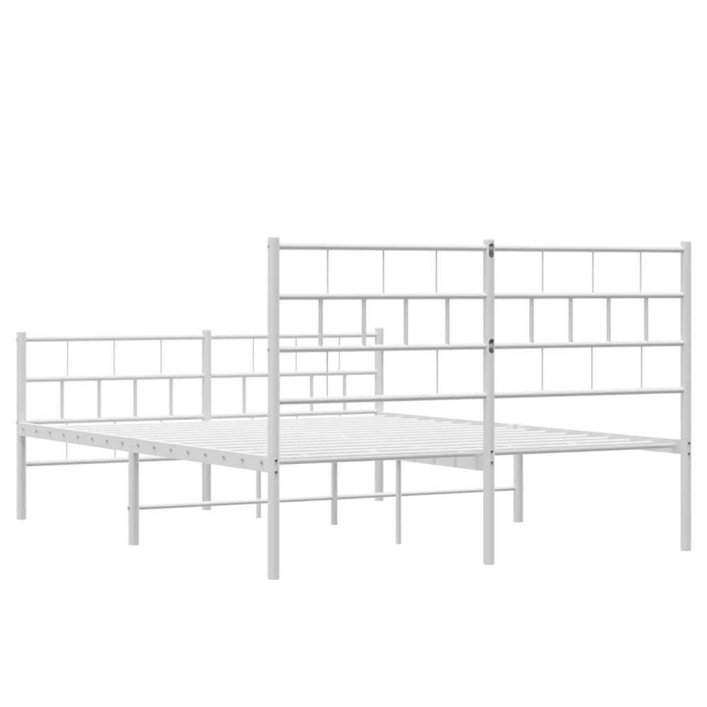 White metal platform bed frame with minimalist design