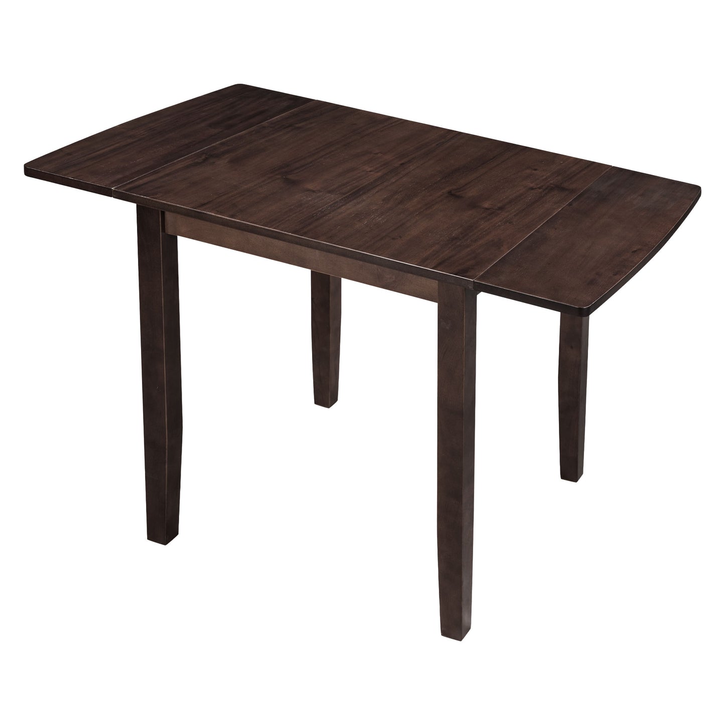 Dark brown wooden dropleaf dining table with tapered legs
