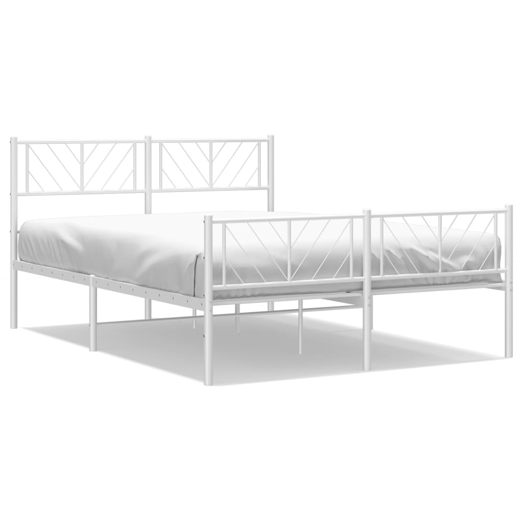 Metal bed frame with geometric headboard and footboard dimensions labeled