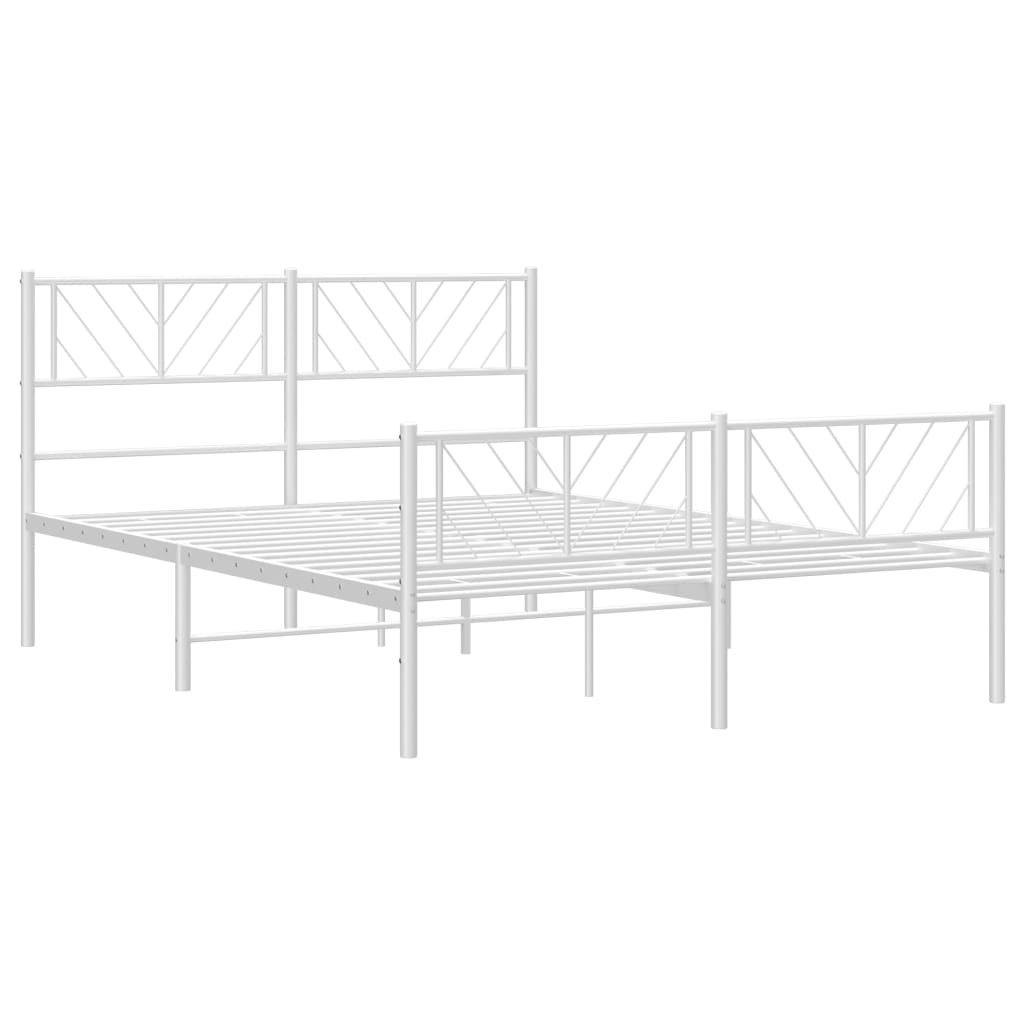 White metal bed frame with diamondpatterned headboard and footboard