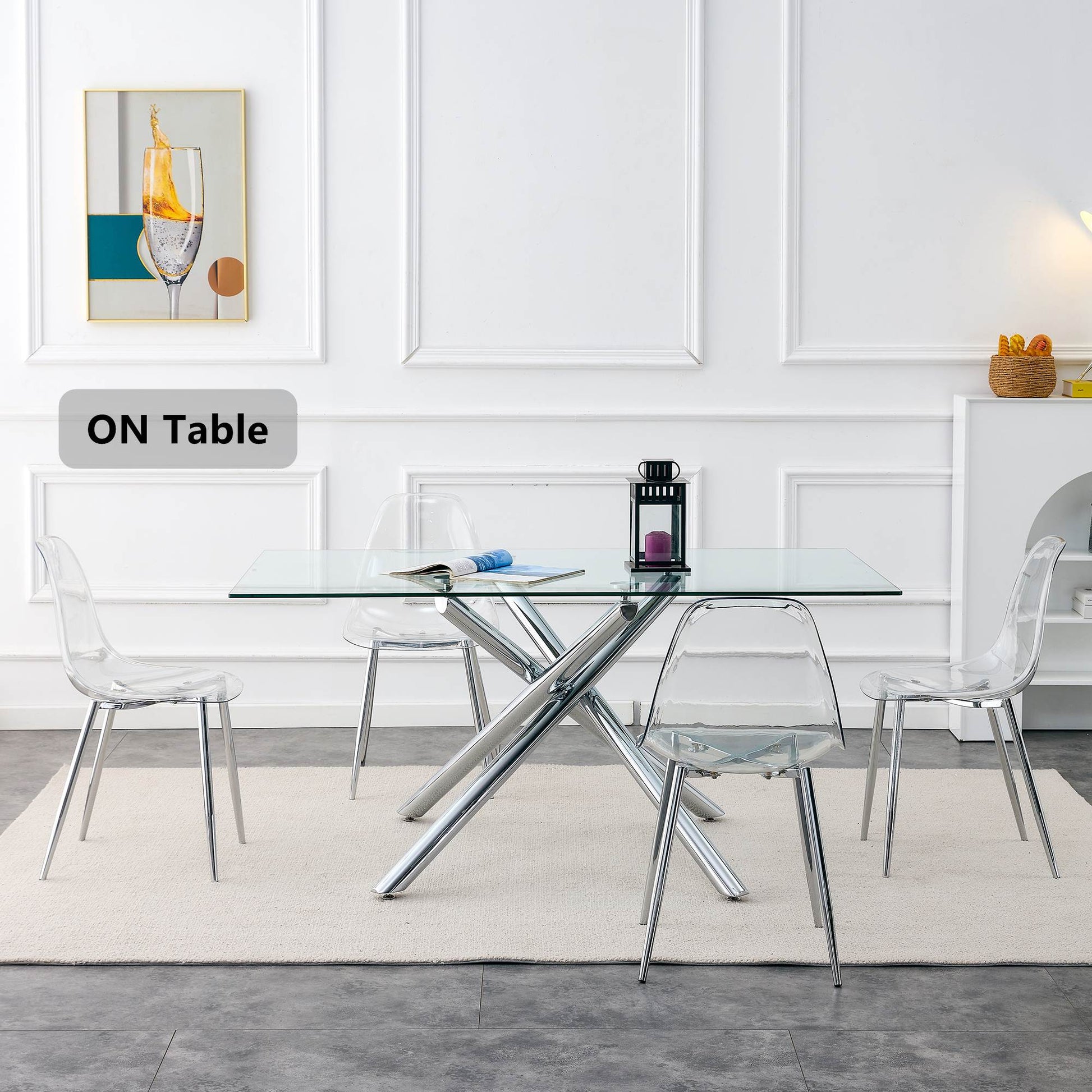 Clear acrylic dining chair with chrome legs