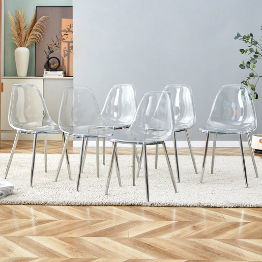Set of  clear acrylic dining chairs with chrome legs