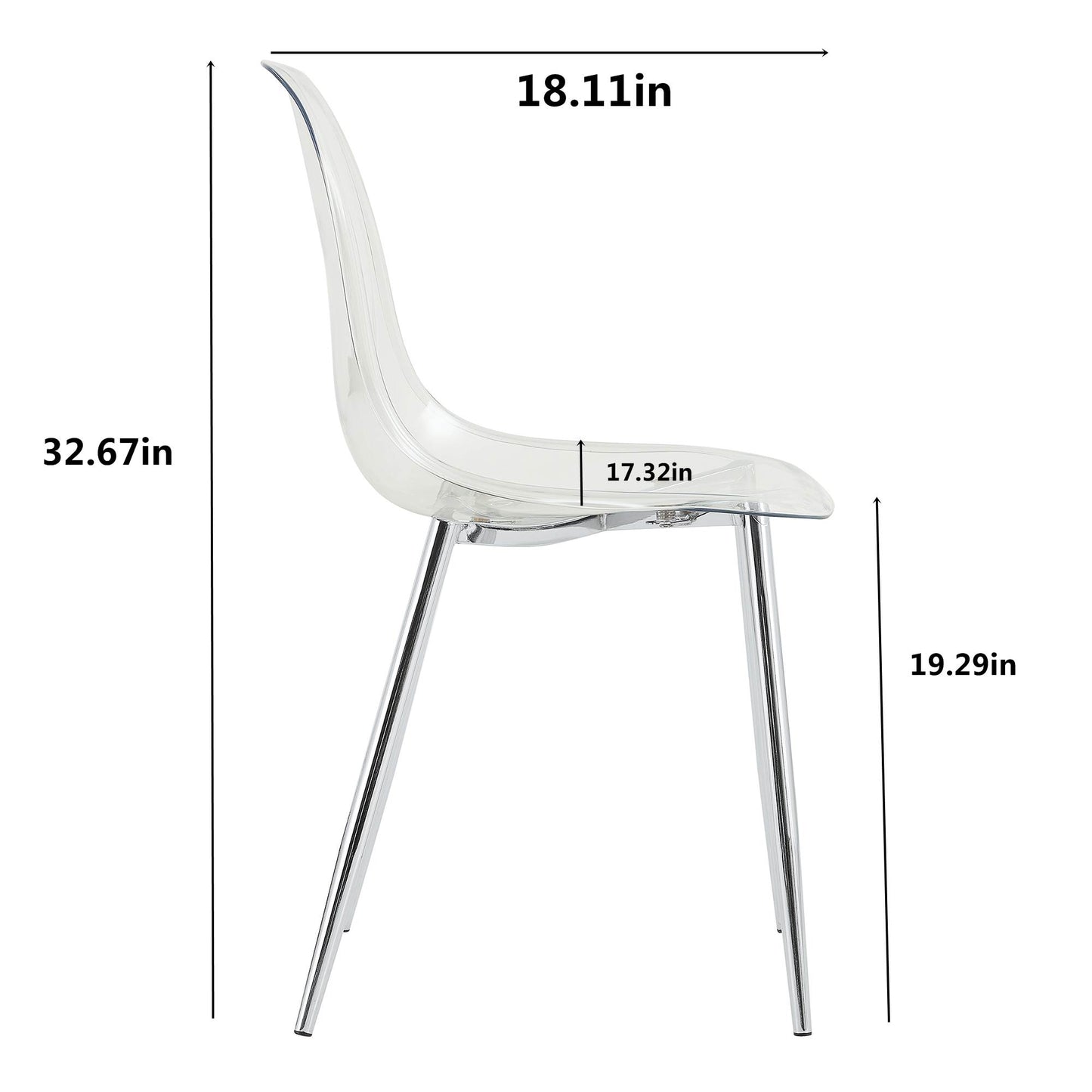 Clear acrylic dining chair with chrome legs