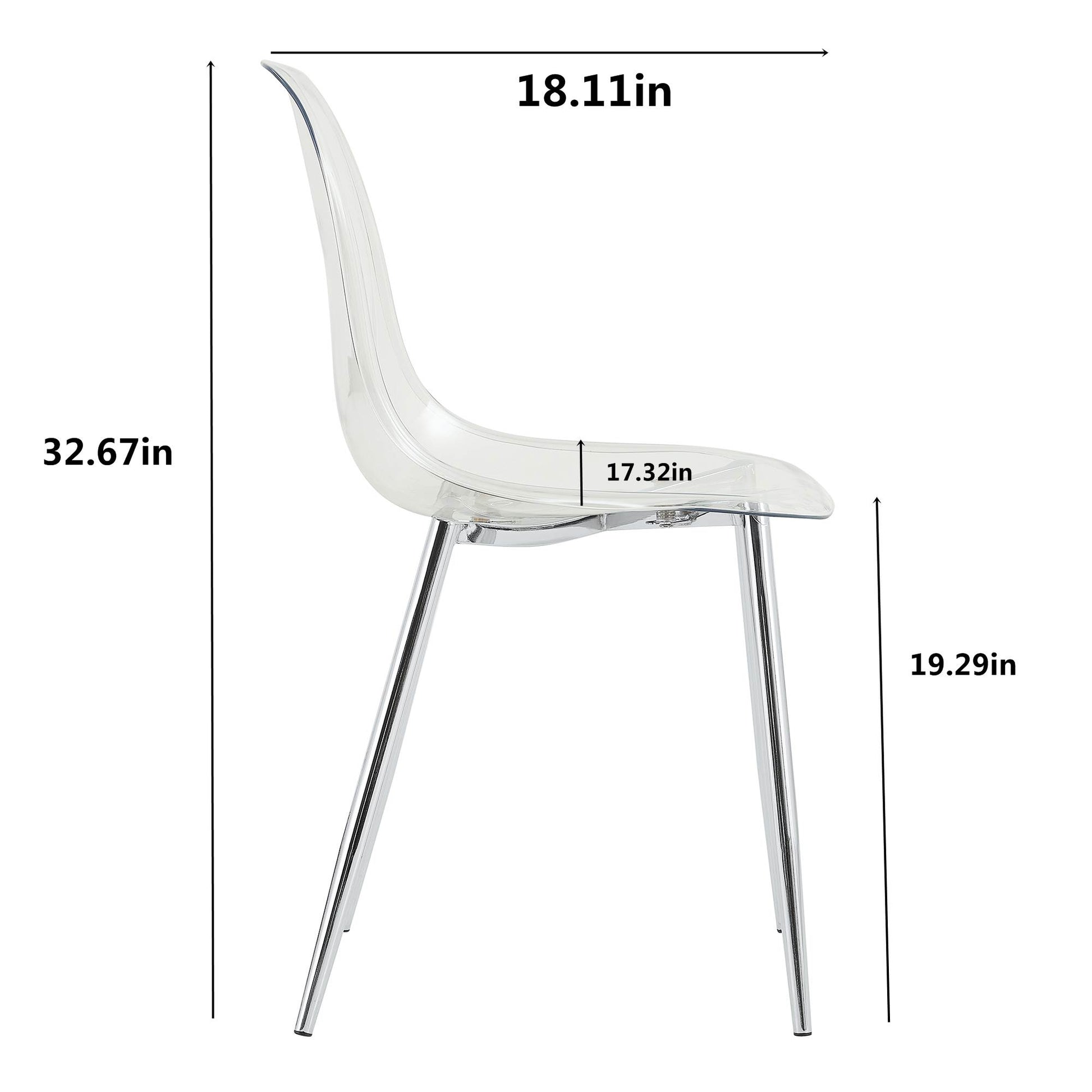 Clear acrylic dining chair with chrome legs