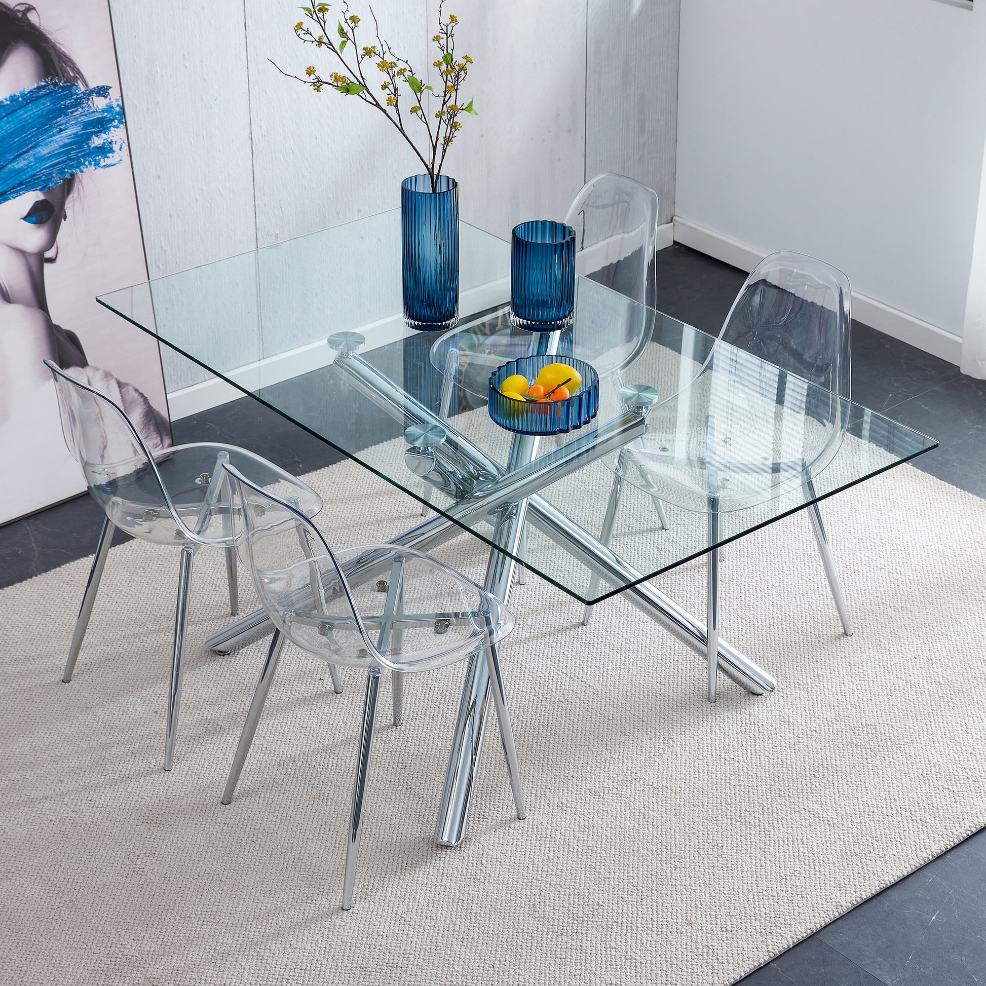 Modern clear acrylic dining chair with chrome legs