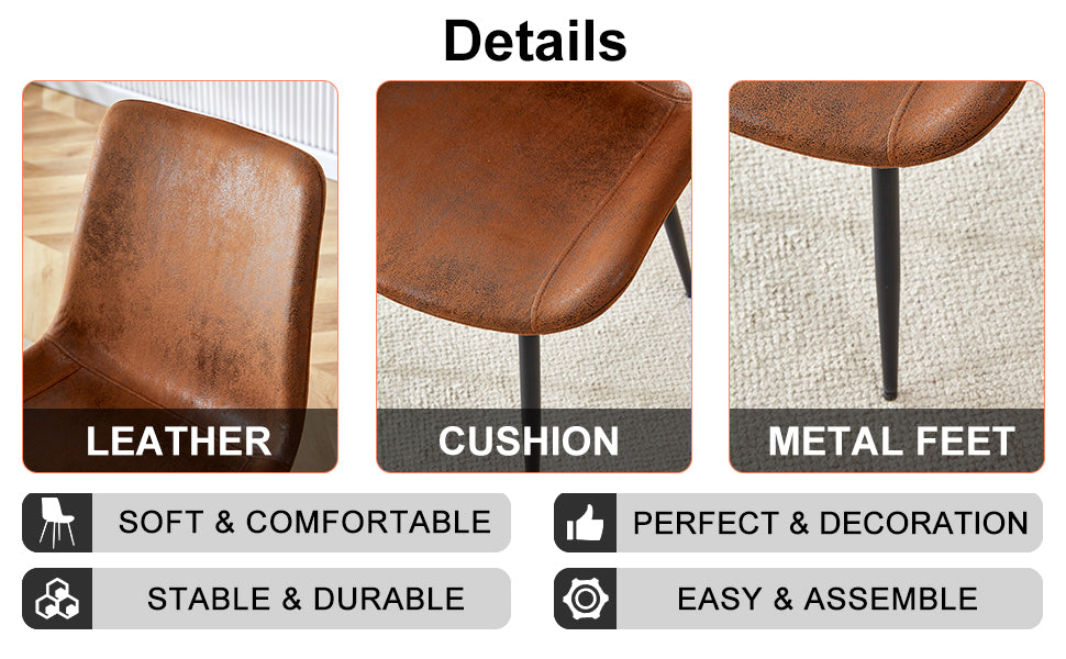 Closeup of rustic brown leather chair back