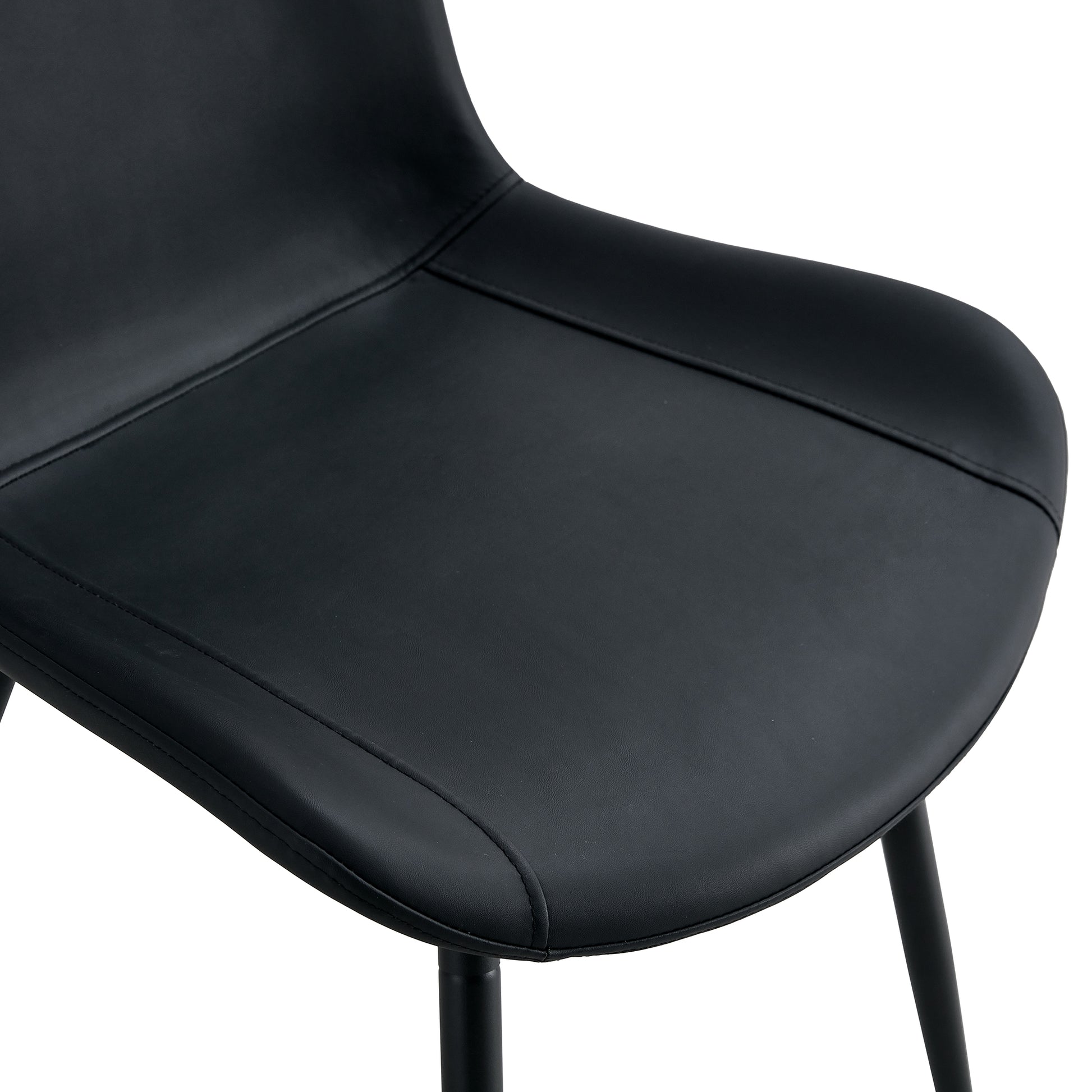 Black faux leather dining chair seat with elegant stitching
