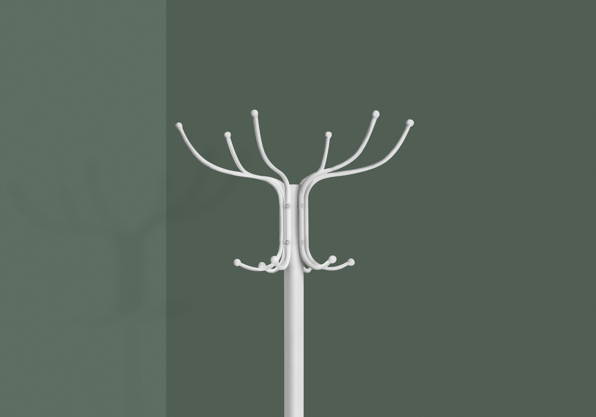 White coat rack with treelike branches  characters