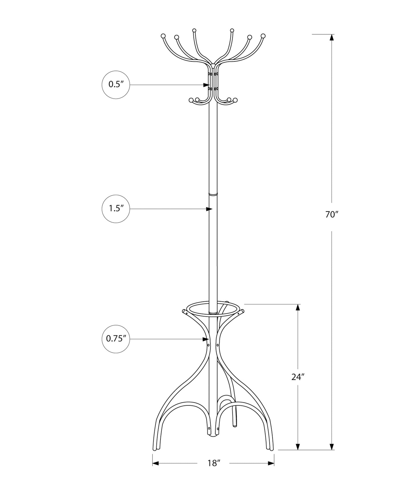 White coat rack with decorative base