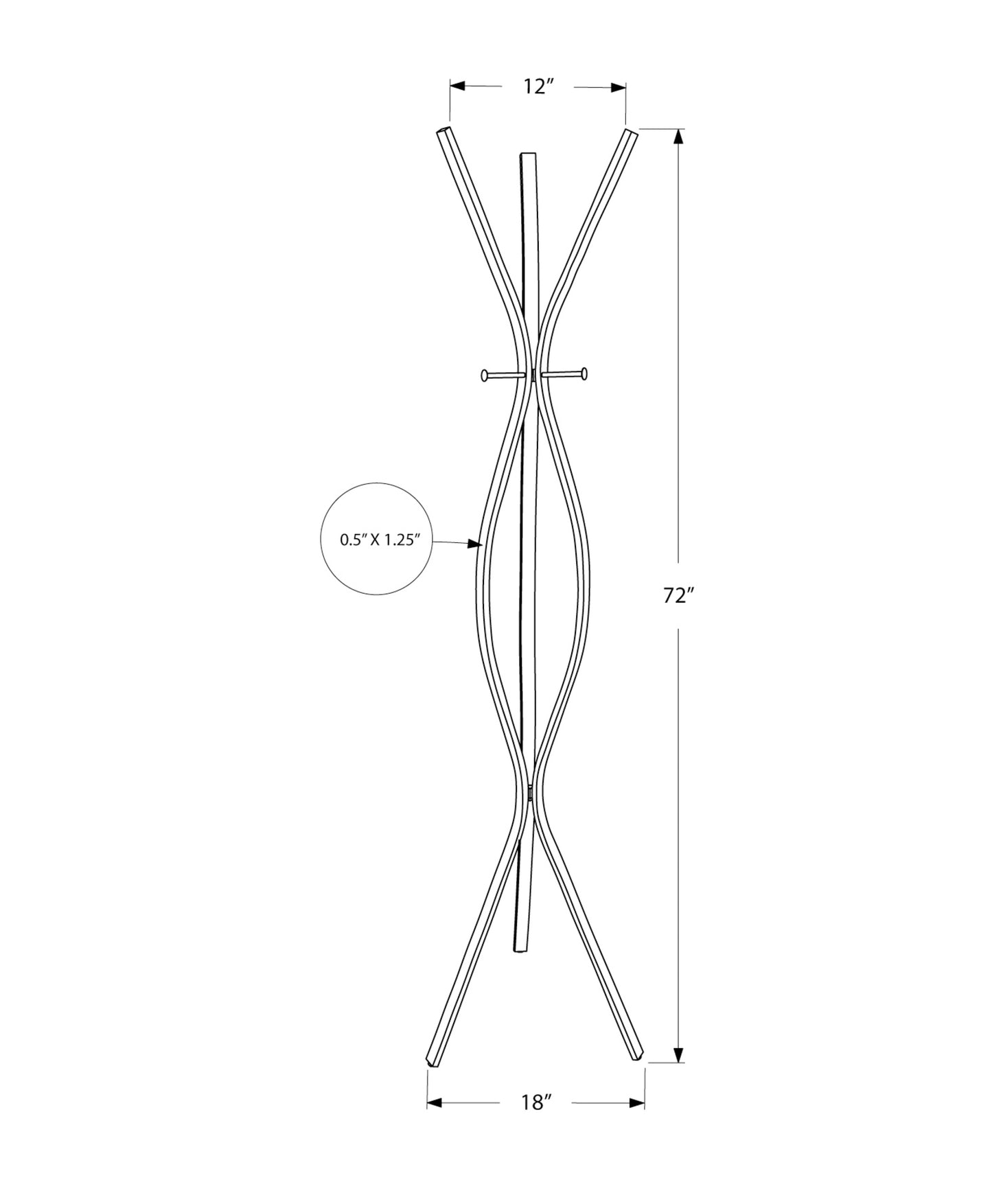 Modern metal coat rack  inches tall with a sleek wavy design and integrated hooks for entryway organization