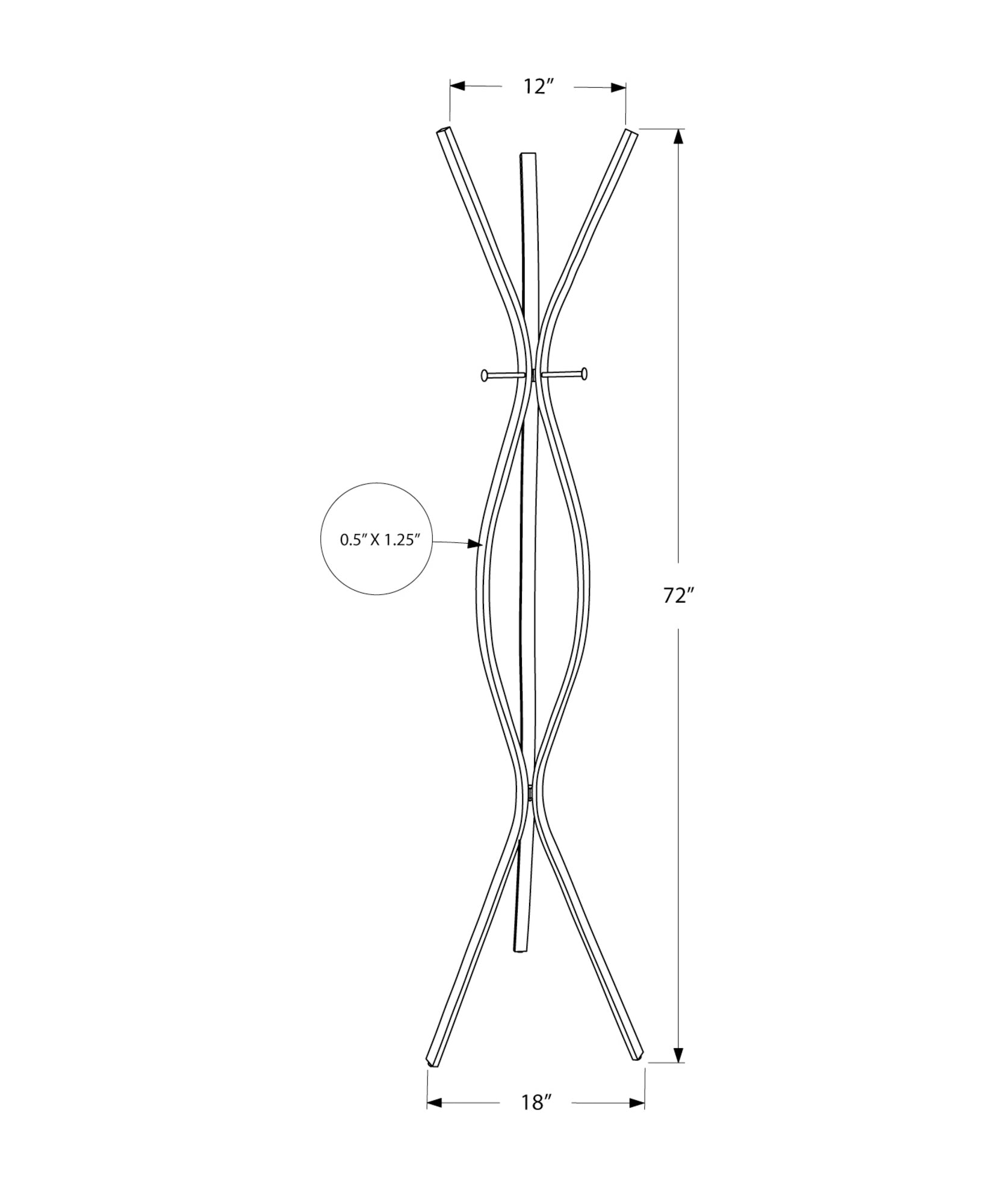 Modern metal coat rack  inches tall with a sleek wavy design and integrated hooks for entryway organization