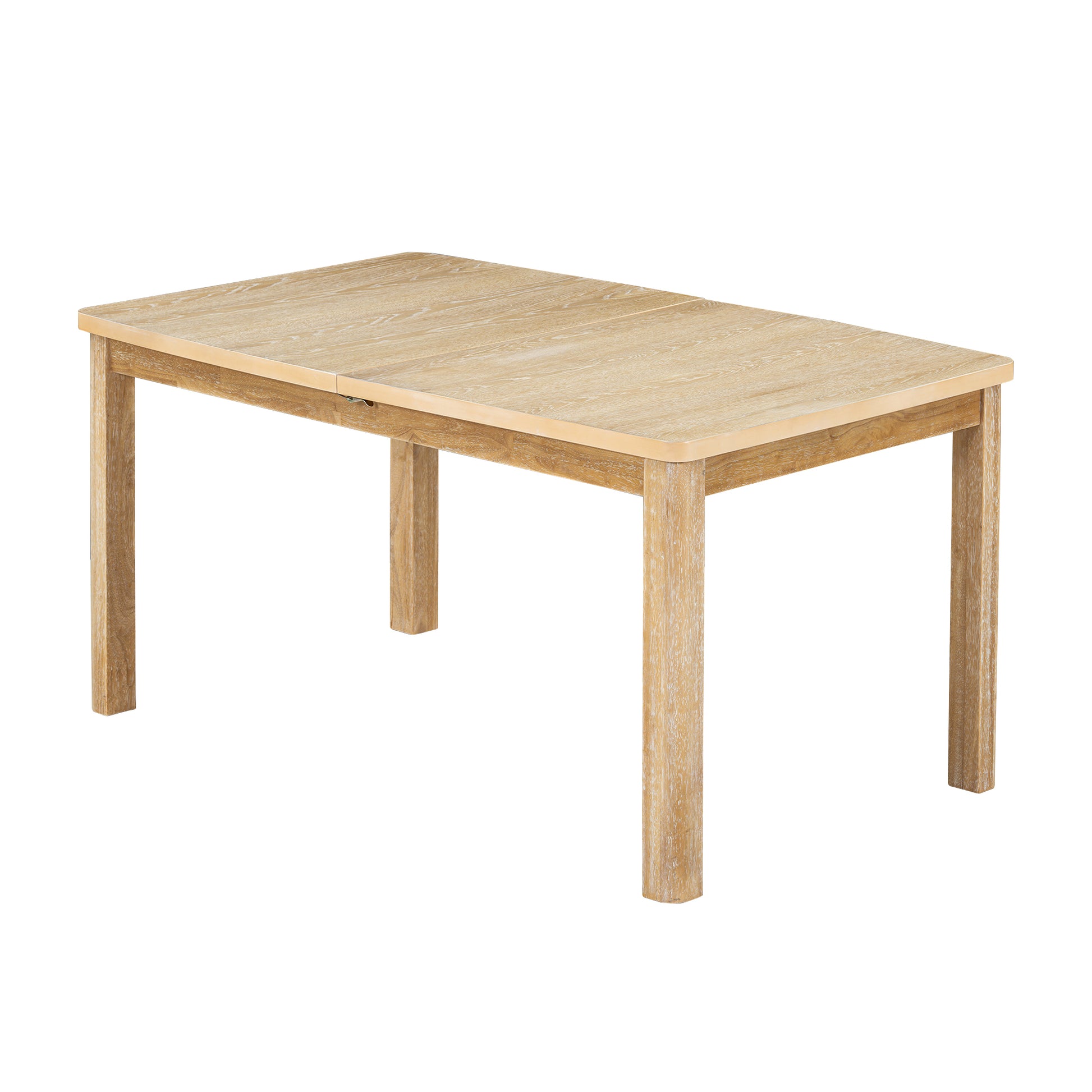 Light oak dining table with extendable leaf