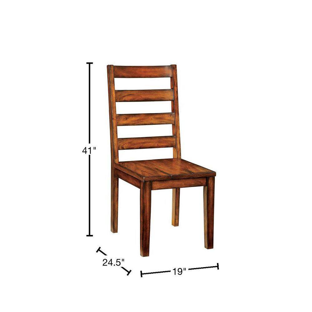 Rustic wooden dining chair with slatted back and square seat