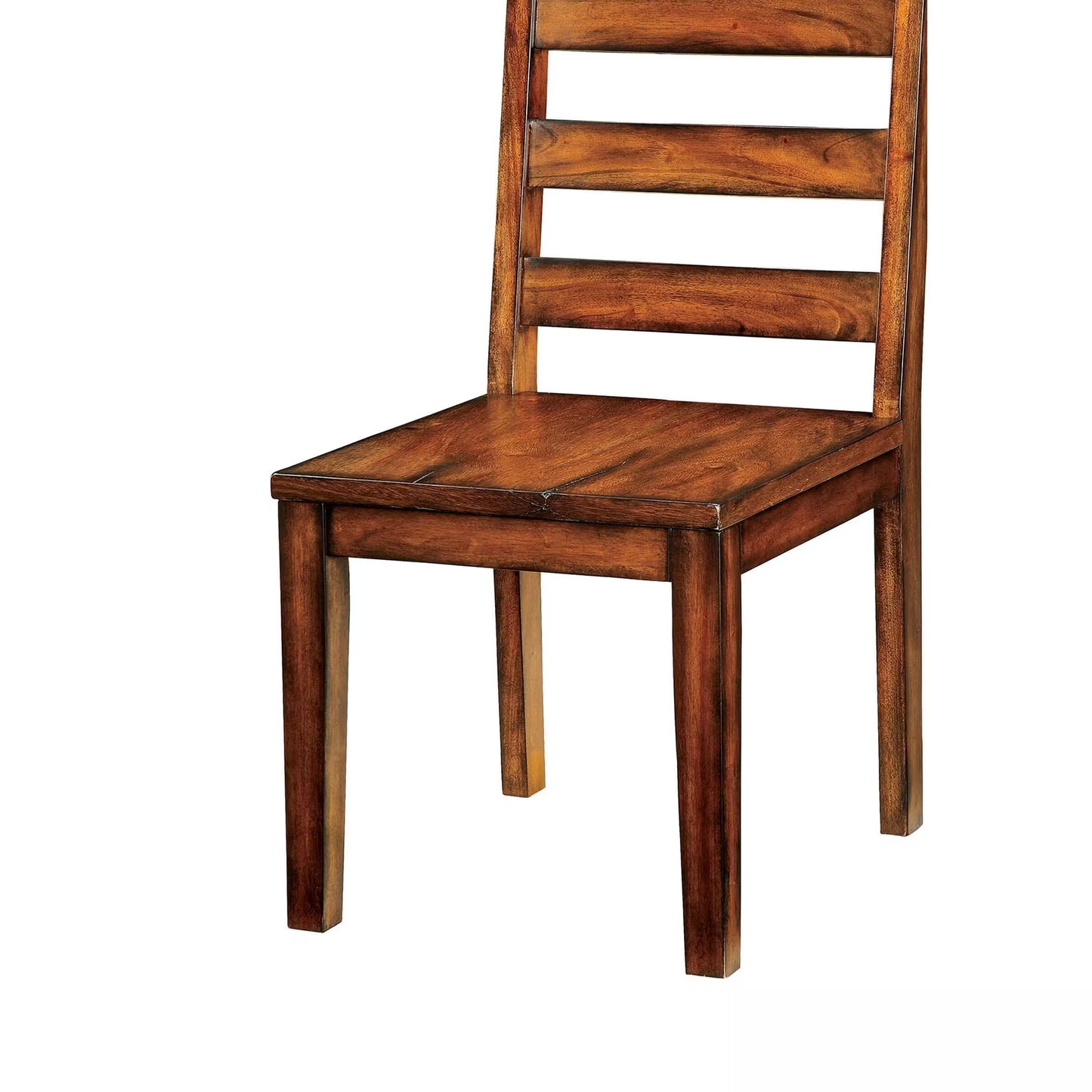 Rich brown wooden dining chair with horizontal slatted back