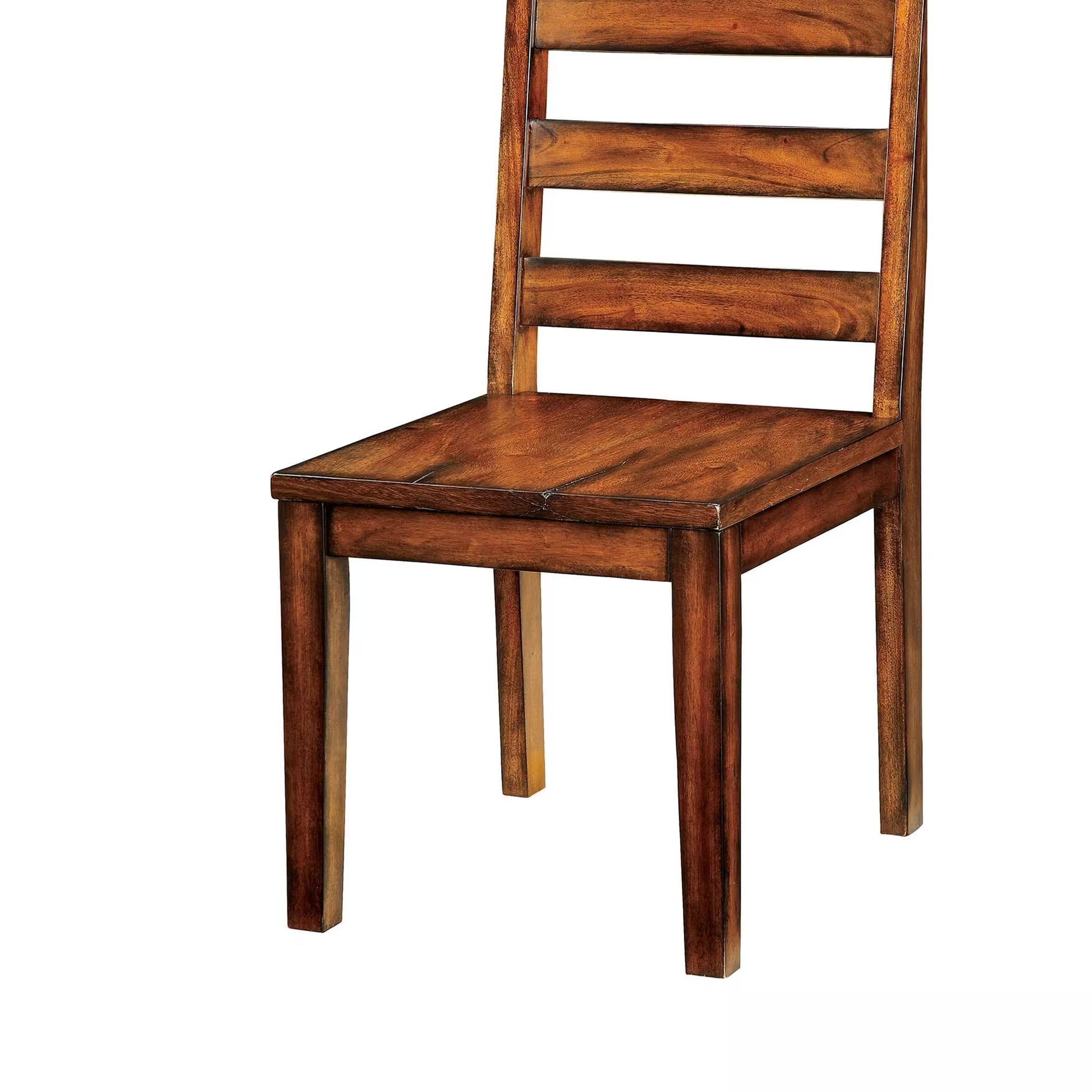 Rich brown wooden dining chair with horizontal slatted back