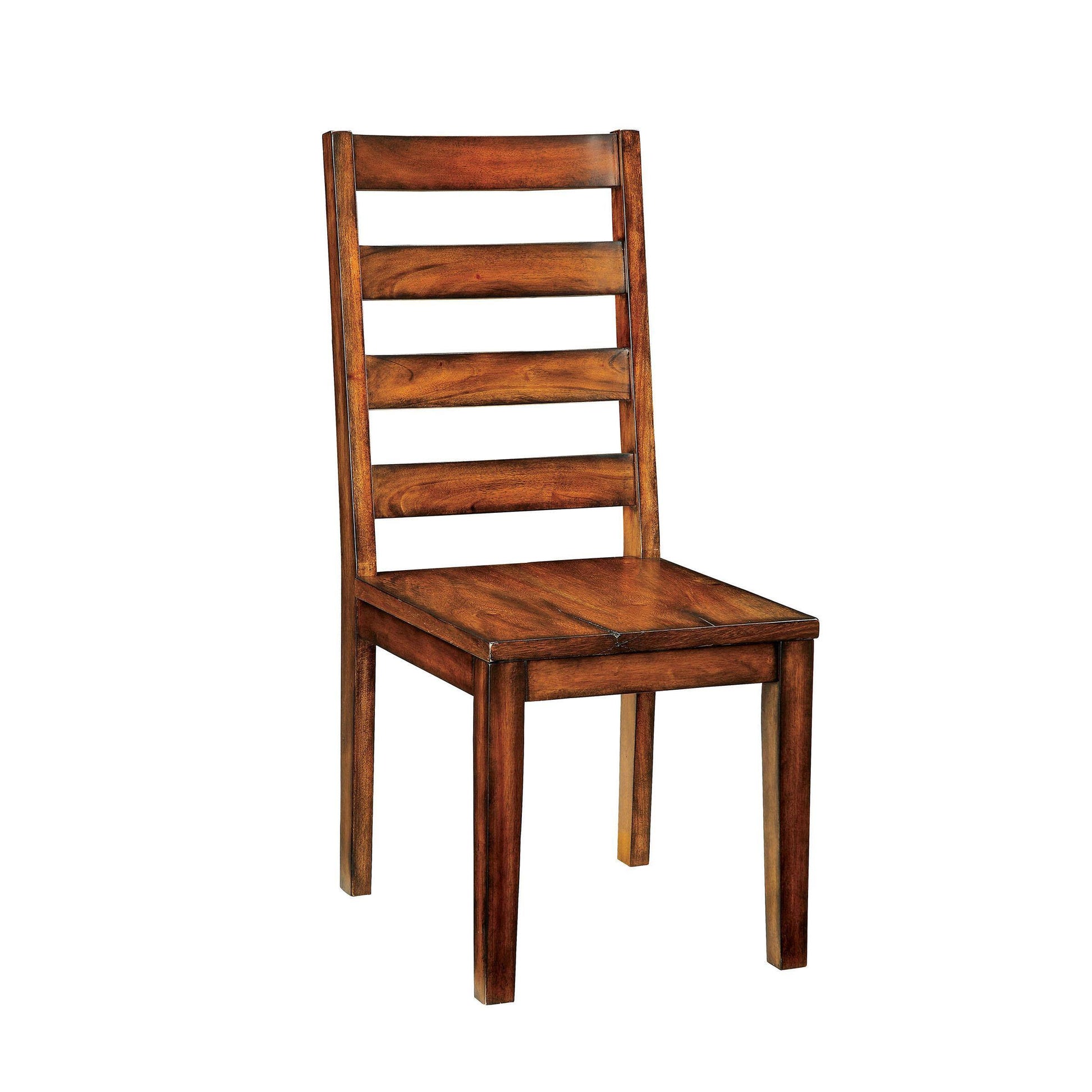 Rustic wooden dining chair with slat back