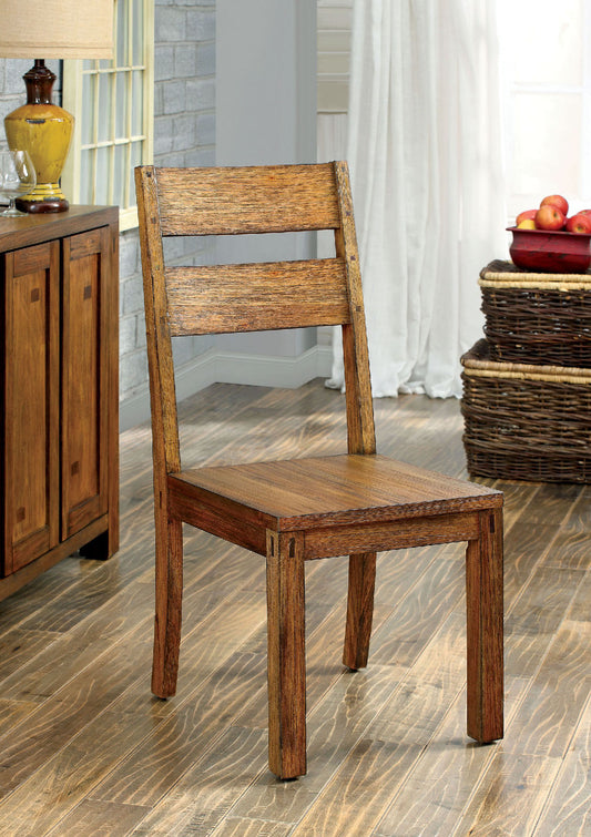 TREATLIFE HOME Set of 2 Rustic Solid Wood Dining Chairs with Panel Back, Dark Oak Finish, Contemporary Design