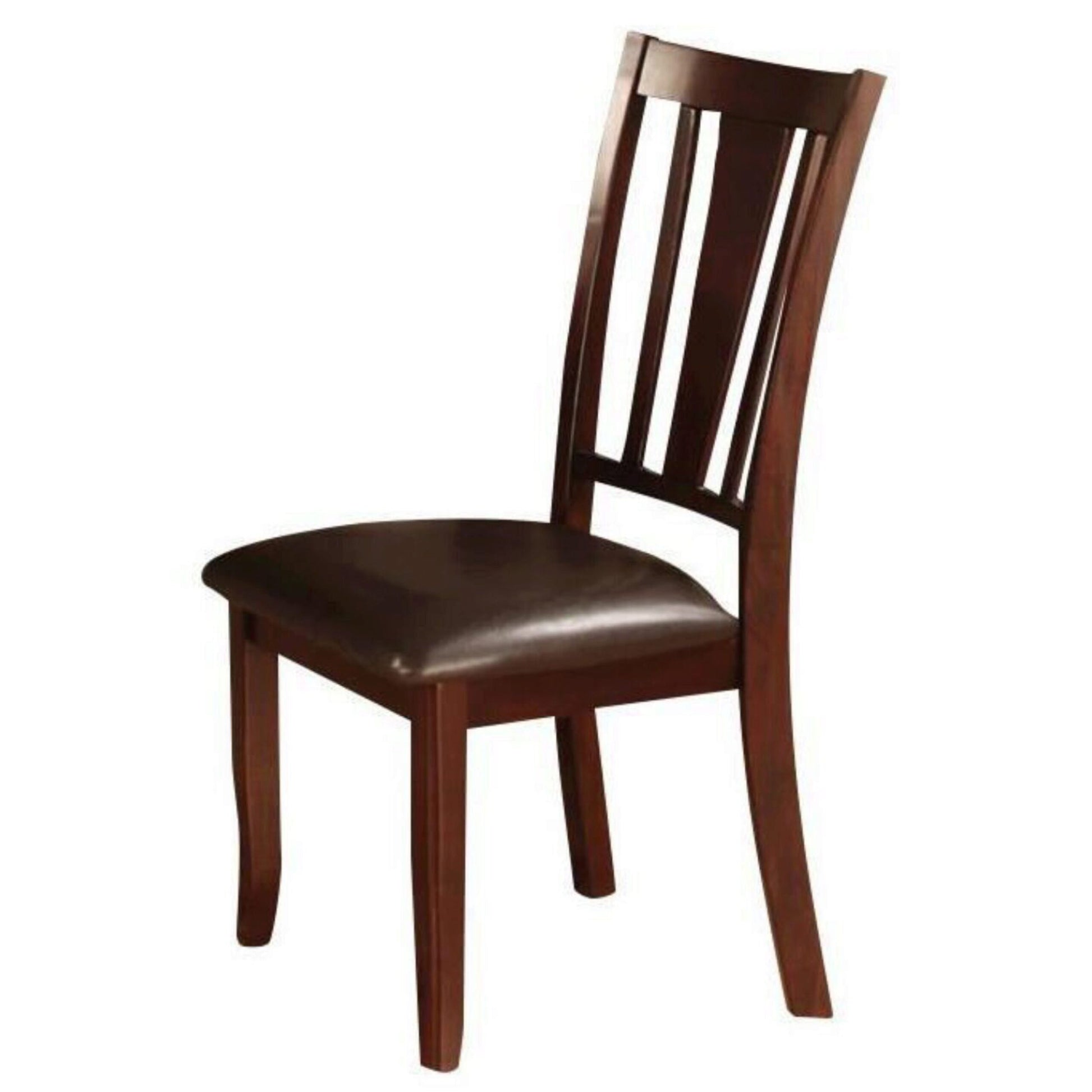 Dark brown wooden dining chair with upholstered seat