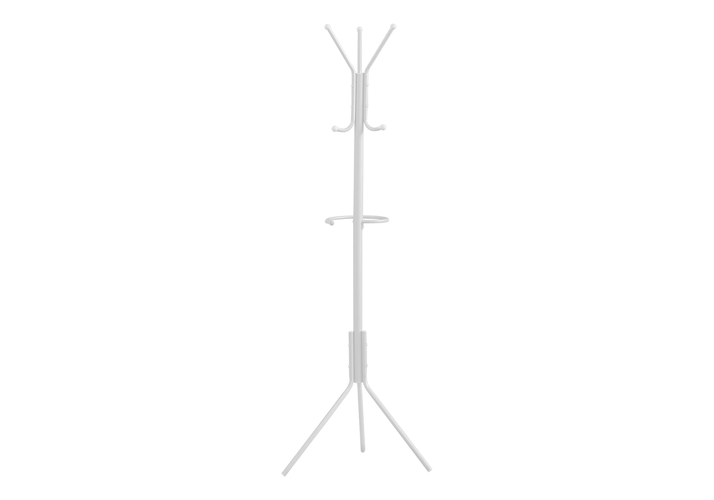 White metal coat rack with umbrella stand