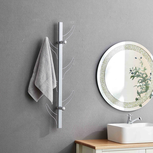 Modern white wallmounted coat rack with towel
