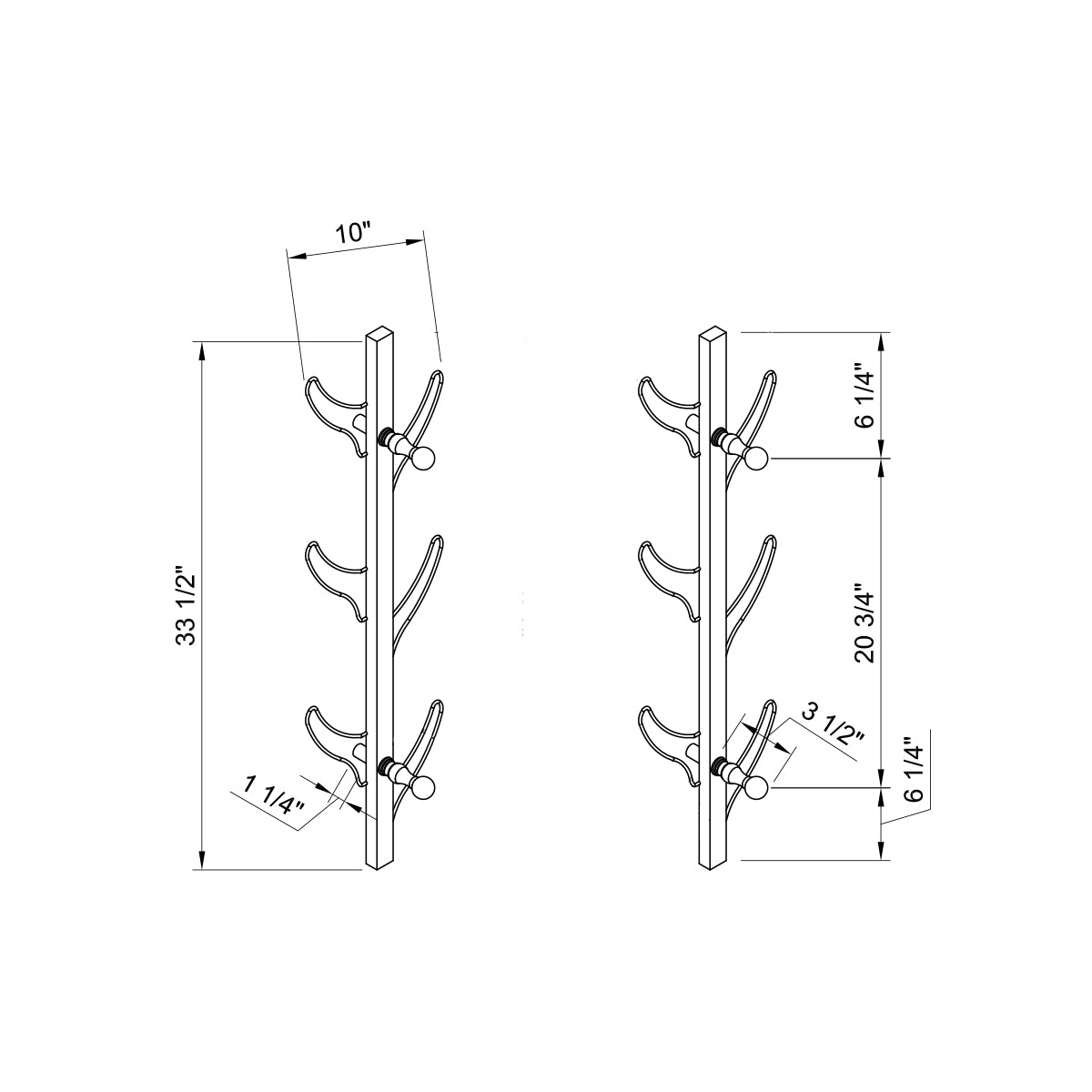 Diagram of a modern coat rack with  branches