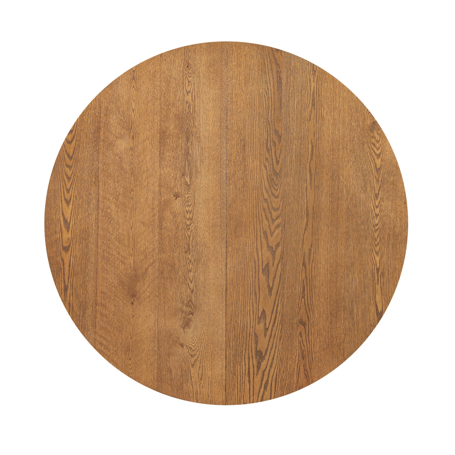 Round oak wood tabletop with prominent grain