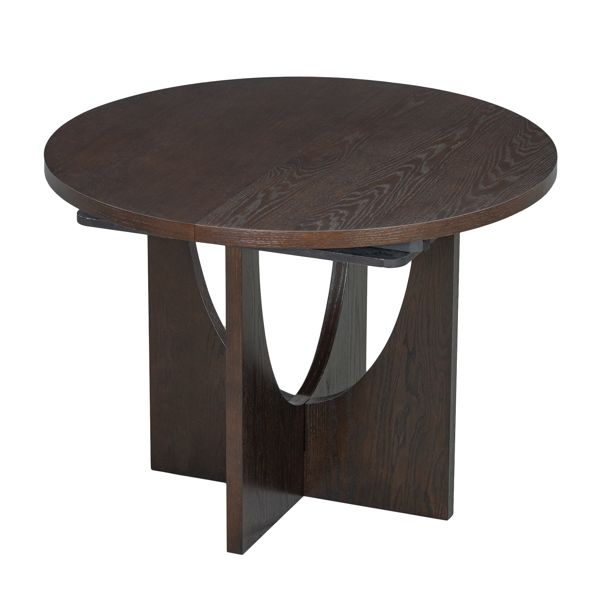 Dark wood round accent table with carved pedestal base