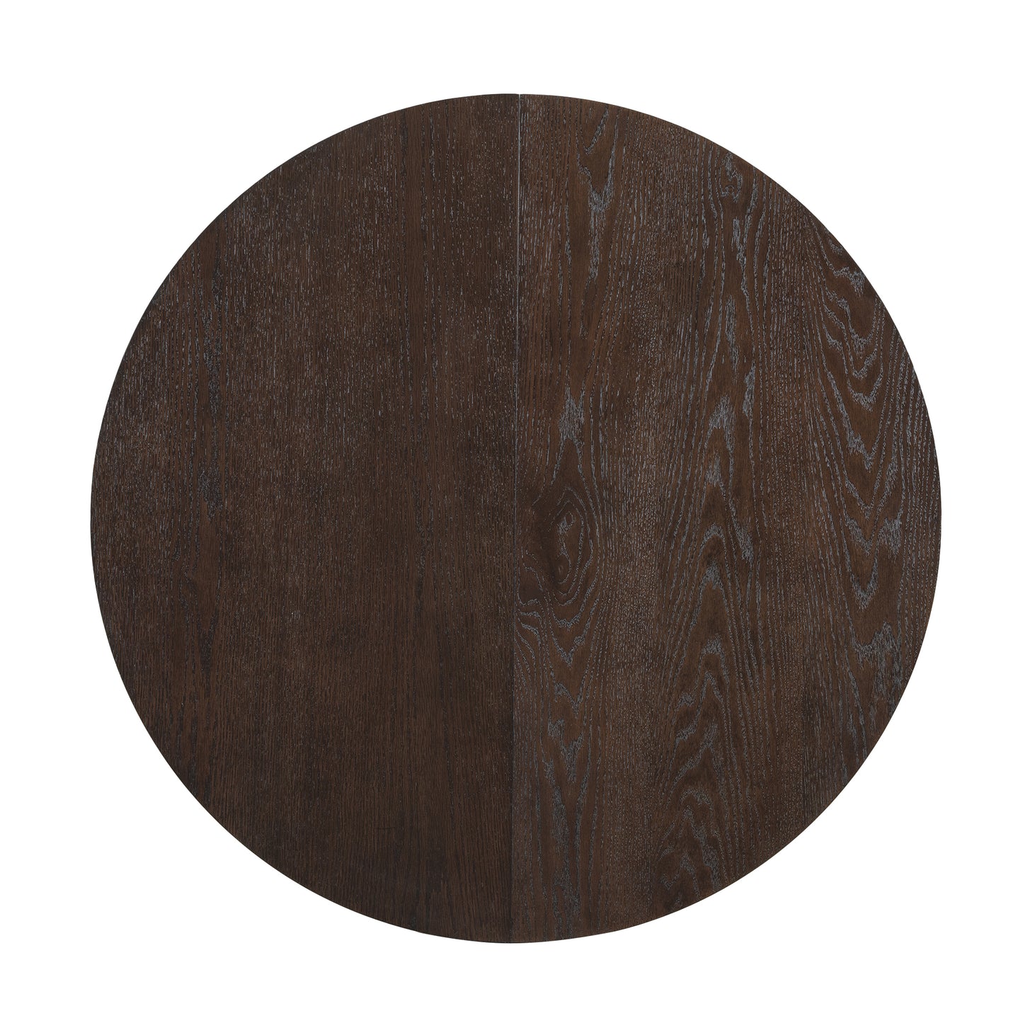 Dark oak elliptical table top with natural wood grain