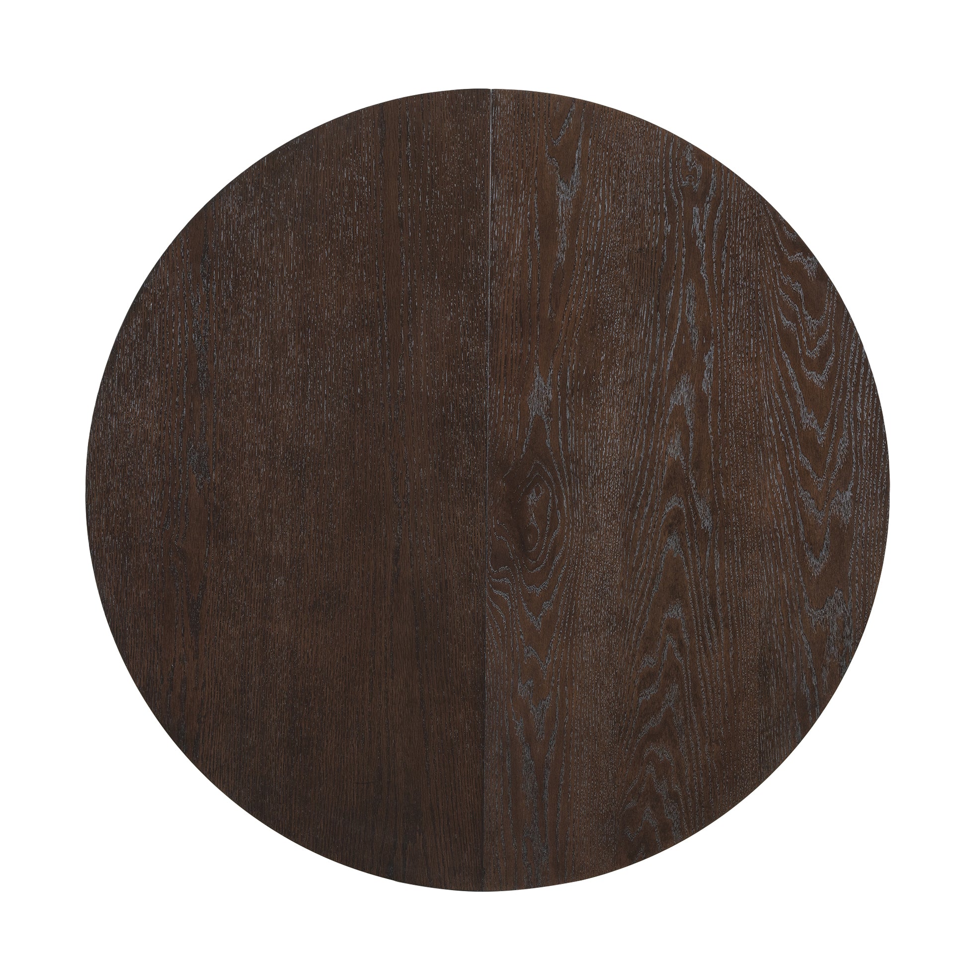 Dark oak elliptical table top with natural wood grain